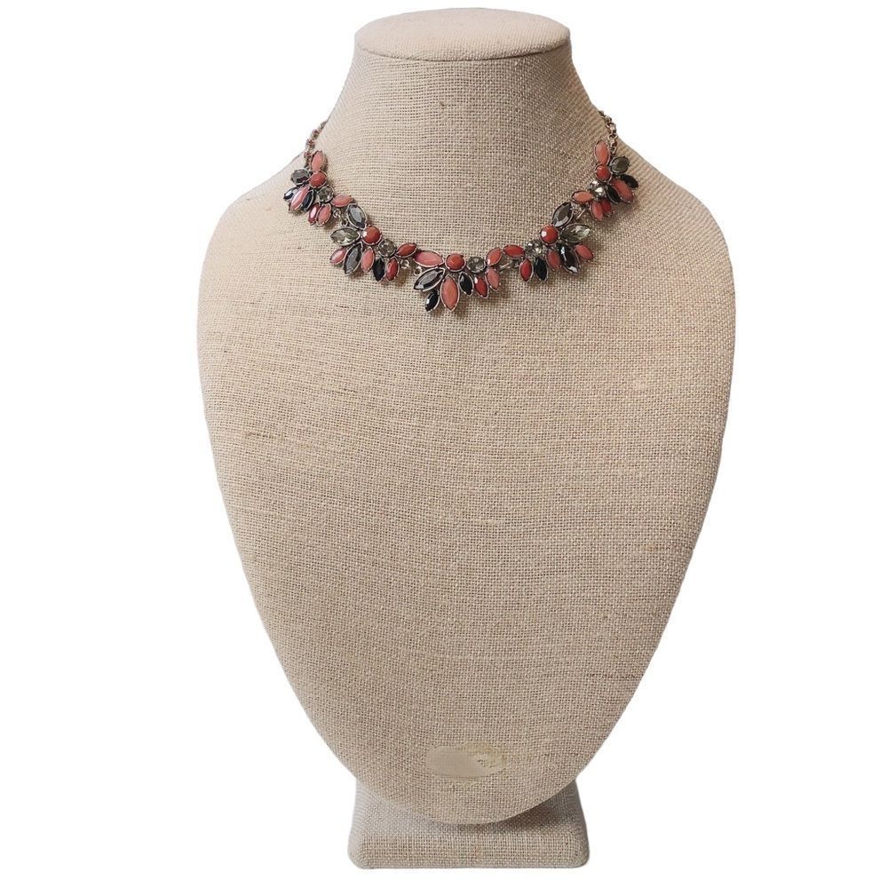 Loft Smokey Topaz Like and Carnelian Color Like Rhinestone Necklace